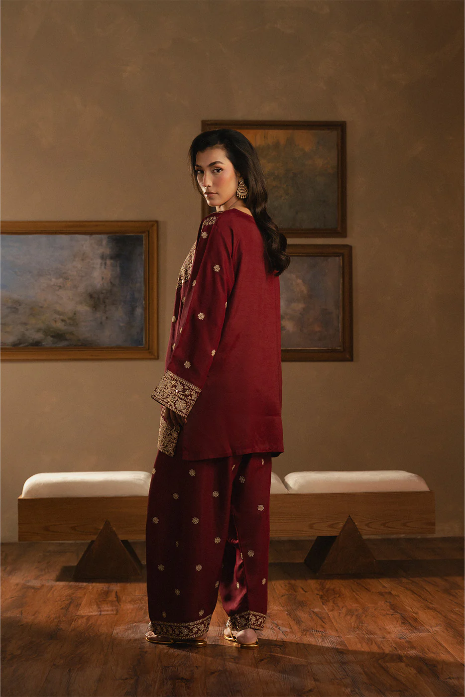 2 PIECE EMBROIDERED RAW SILK SUIT (LUXURY PRET) - Image 8