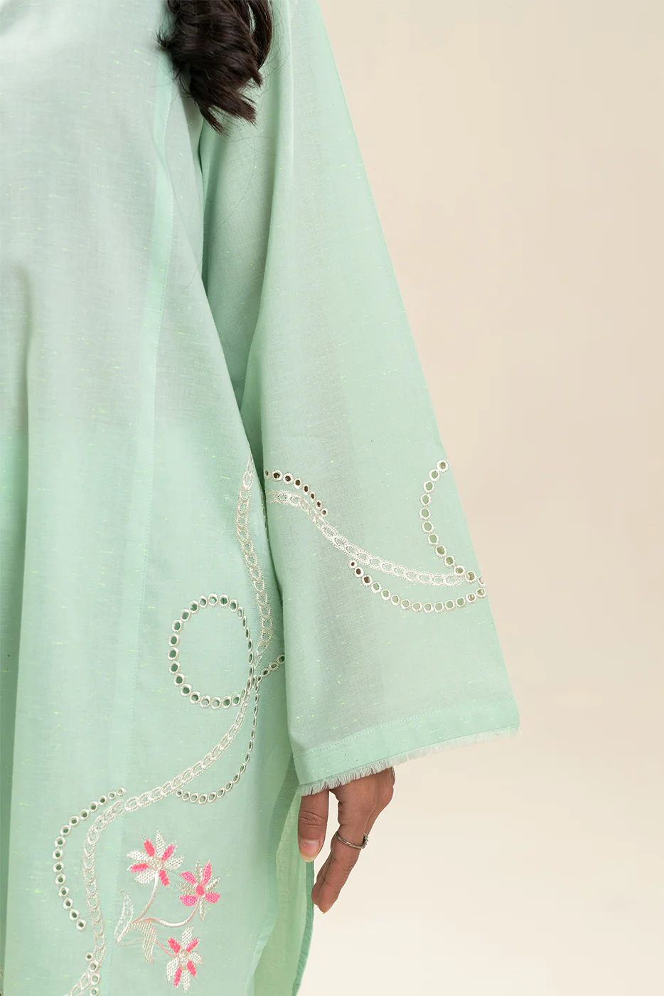 2 PIECE EMBROIDERED NEON NEPS SUIT (PRET) - Image 3