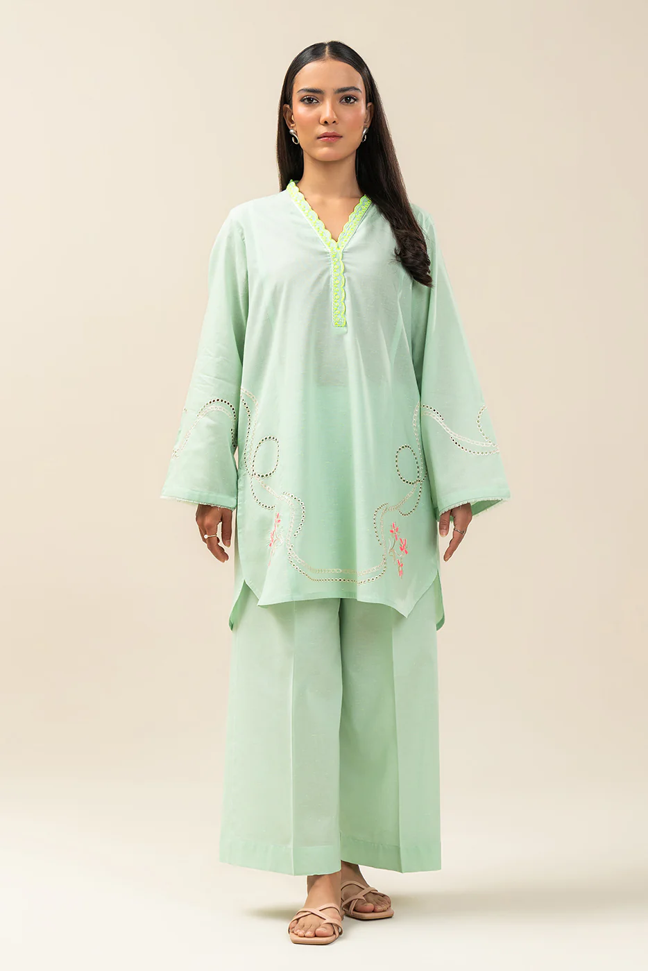 2 PIECE EMBROIDERED NEON NEPS SUIT (PRET) - Image 4