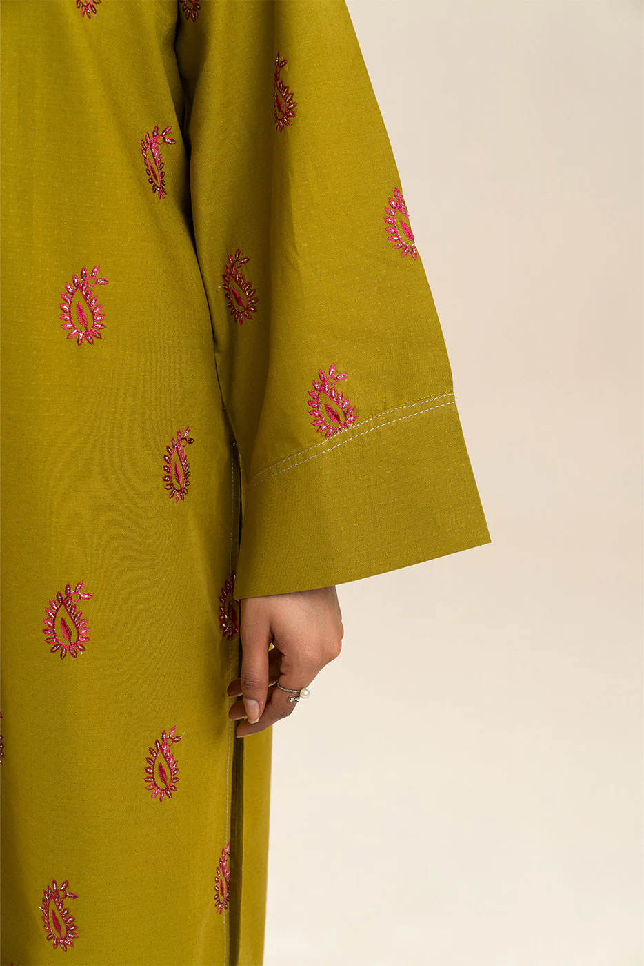 2 PIECE EMBROIDERED DOBBY SUIT (PRET) - Image 6