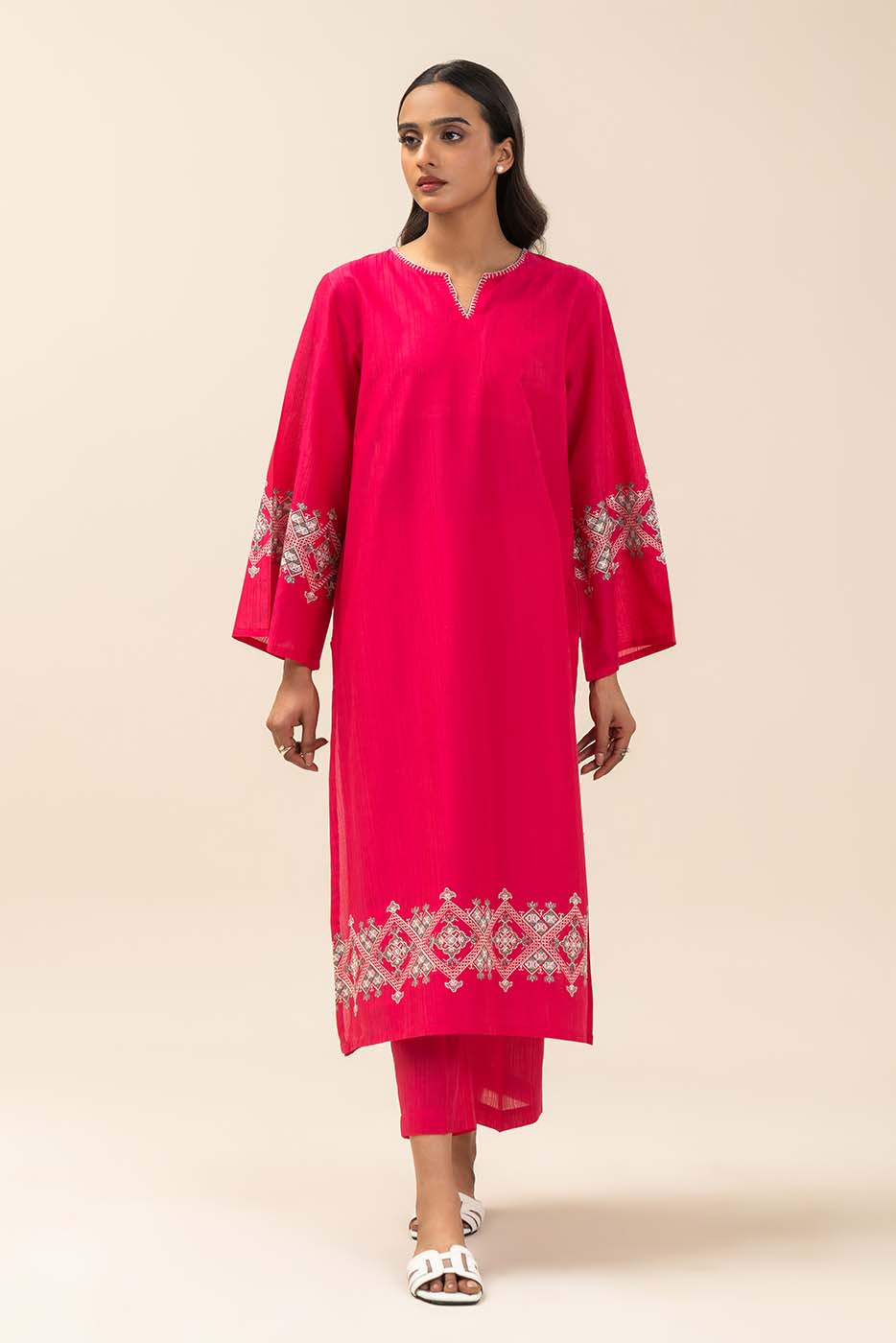 2 PIECE EMBROIDERED DORIA DOBBY SUIT (PRET) - Image 2