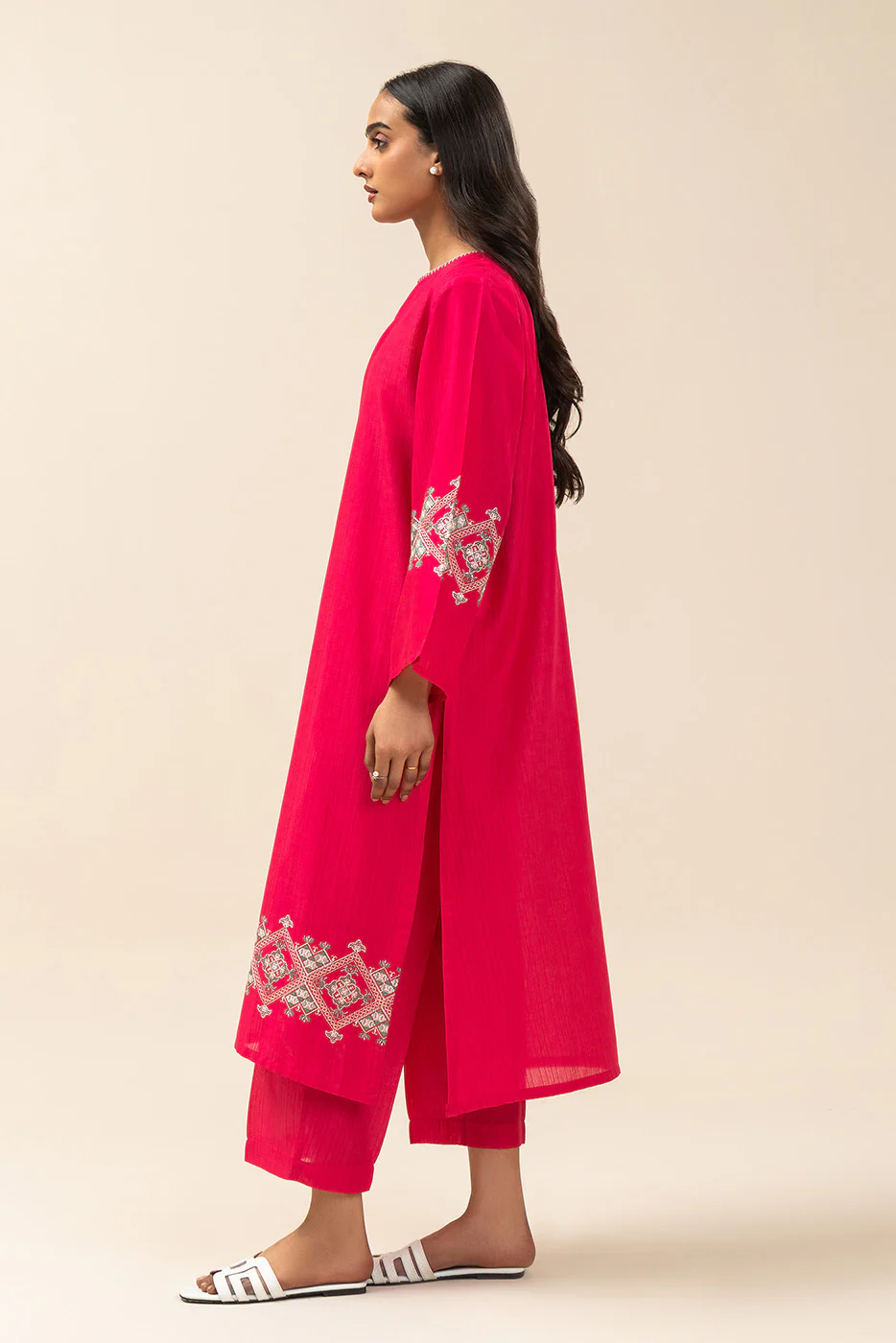 2 PIECE EMBROIDERED DORIA DOBBY SUIT (PRET) - Image 3