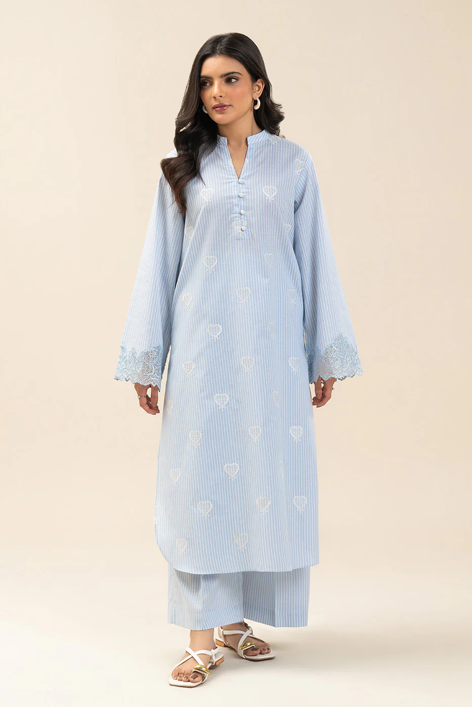 2 PIECE EMBROIDERED YARN DYED SUIT (PRET) - Image 3