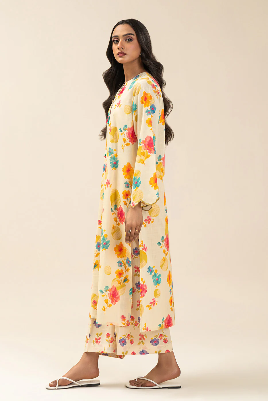 2 PIECE PRINTED TWO WAY SLUB SUIT (PRET) - Image 3