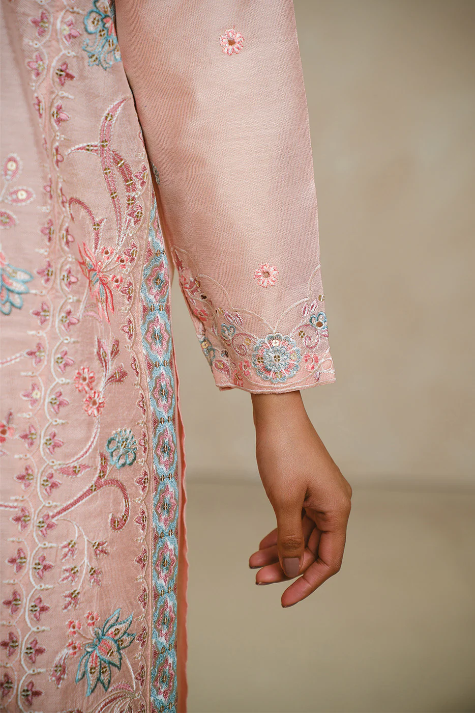 3 PIECE EMBROIDERED TWO TONE SUIT (LUXURY PRET) - Image 6