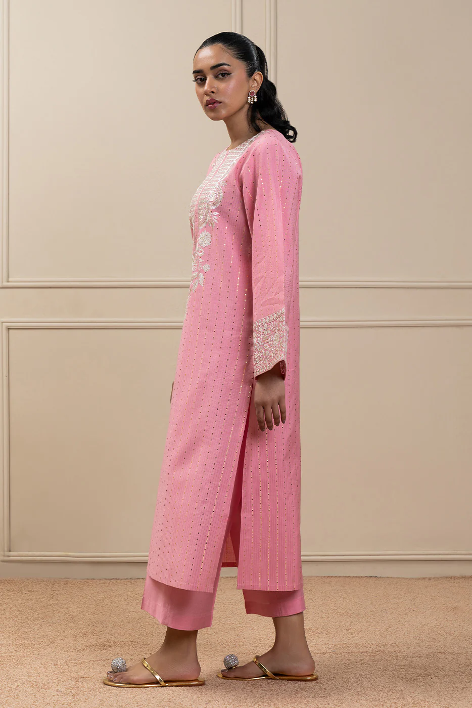 2 PIECE EMBROIDERED TWO TONE ZARI SUIT (HIGH CASUAL) - Image 3