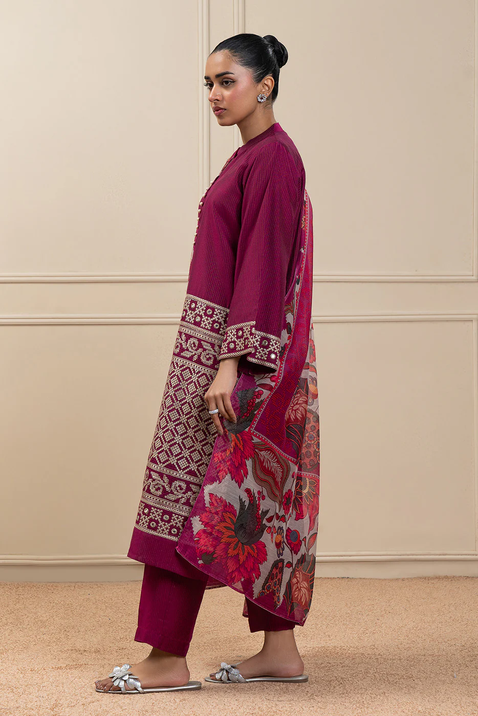 3 PIECE EMBROIDERED TWO TONE MISSOURI SUIT (HIGH CASUAL) - Image 3