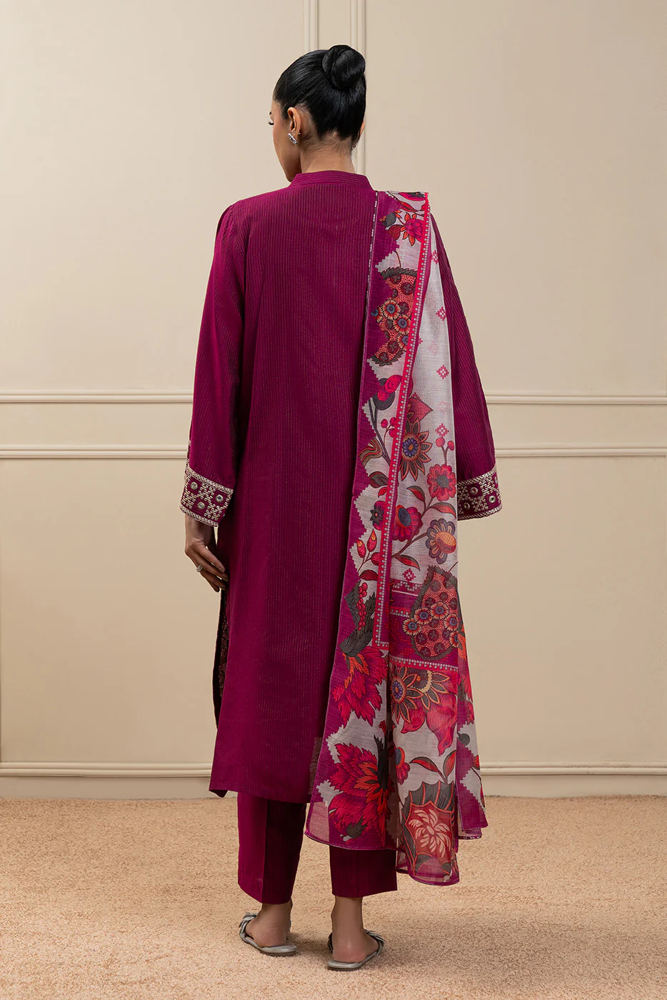 3 PIECE EMBROIDERED TWO TONE MISSOURI SUIT (HIGH CASUAL) - Image 4