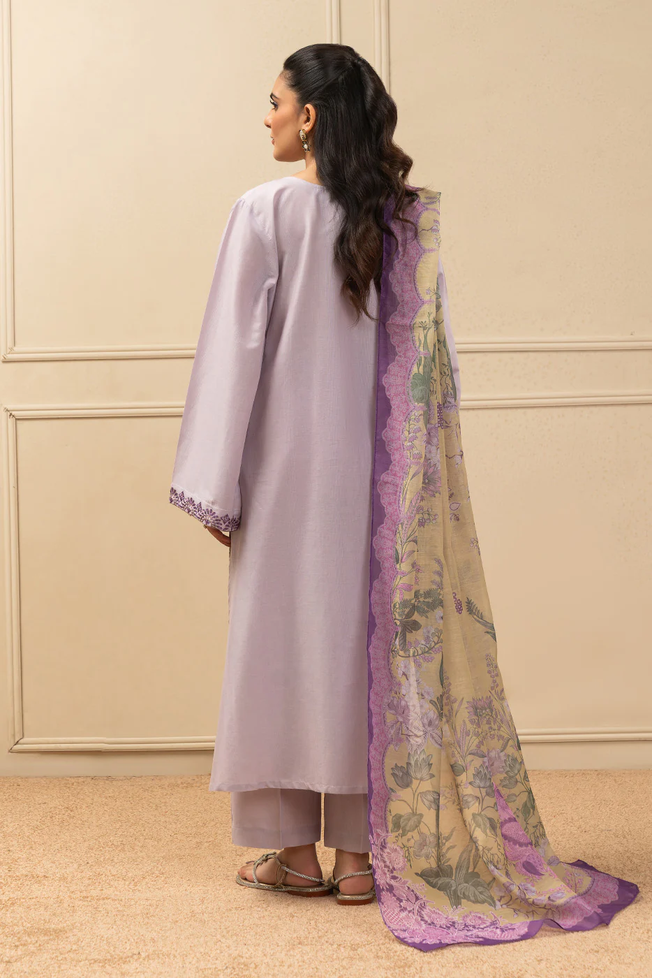 3 PIECE EMBROIDERED TEXTURED LAWN SUIT (PRET) - Image 4