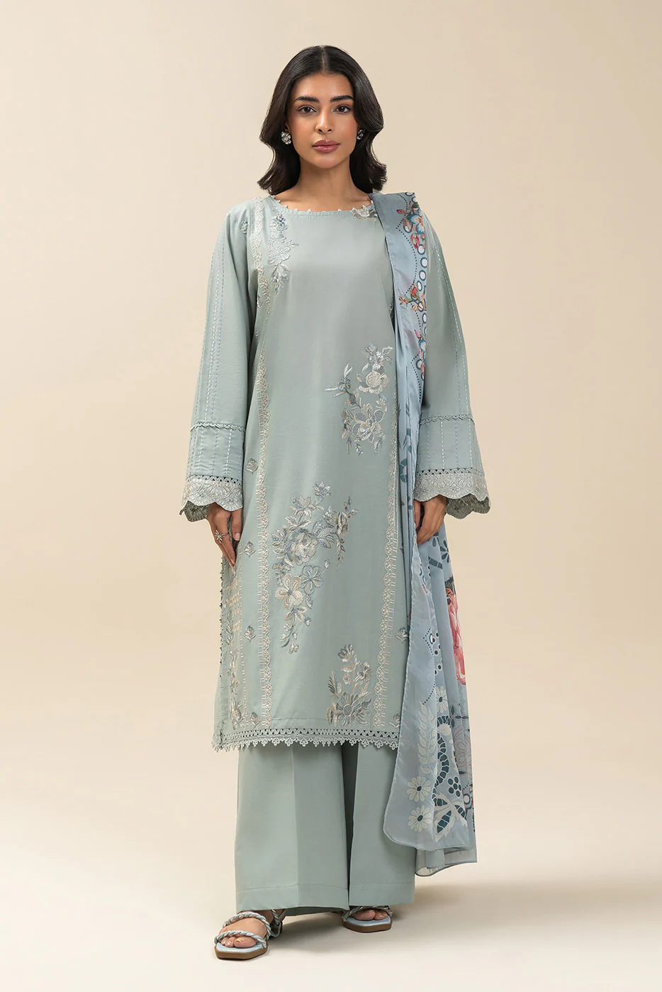 2 PIECE EMBROIDERED LAWN SUIT-ANCIENT WATERS (UNSTITCHED) - Image 2