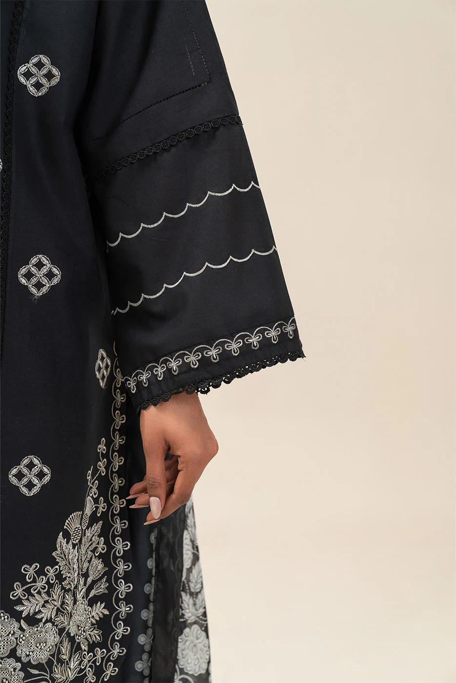 2 PIECE EMBROIDERED LAWN SUIT-MONOCHROME TALE (UNSTITCHED) - Image 6