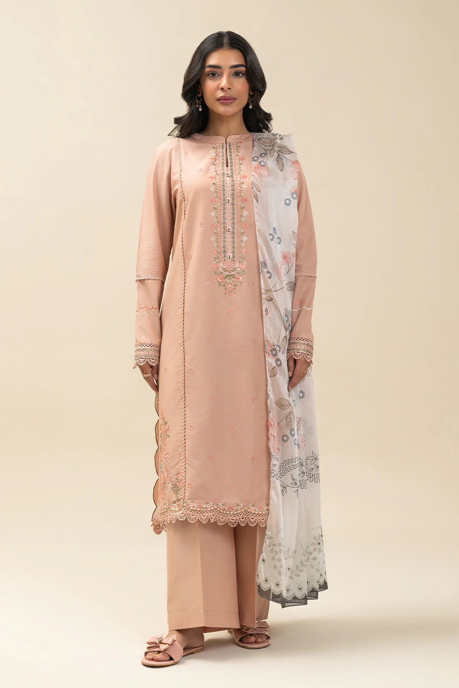 2 PIECE EMBROIDERED LAWN SUIT-APRICOT FIERCE (UNSTITCHED) - Image 2