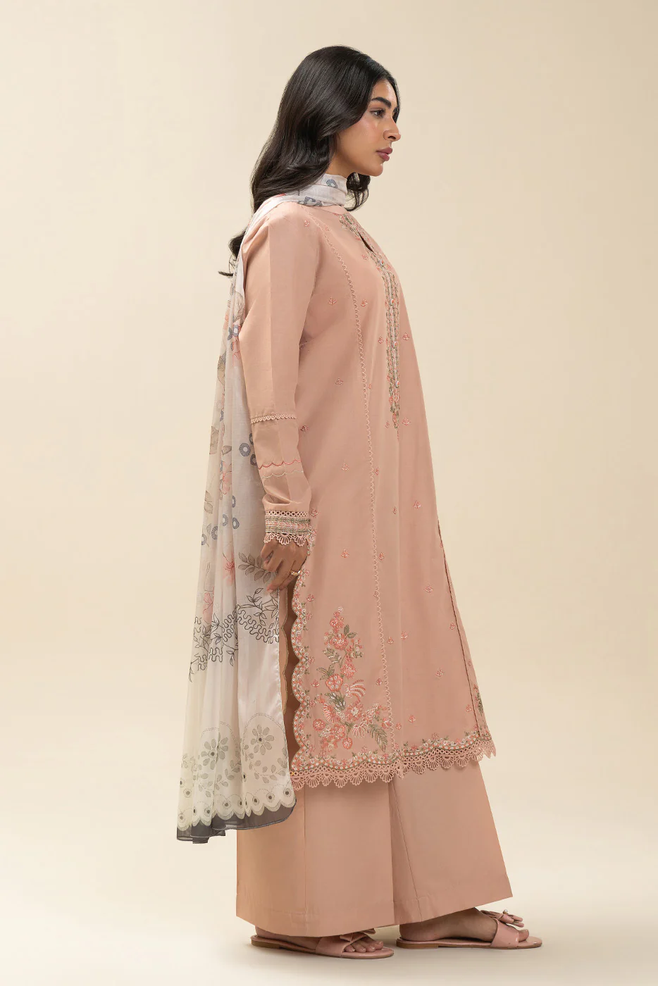 2 PIECE EMBROIDERED LAWN SUIT-APRICOT FIERCE (UNSTITCHED) - Image 3