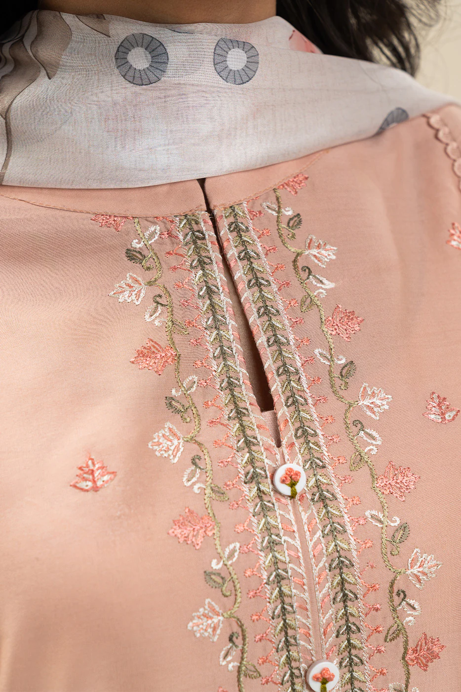 2 PIECE EMBROIDERED LAWN SUIT-APRICOT FIERCE (UNSTITCHED) - Image 5