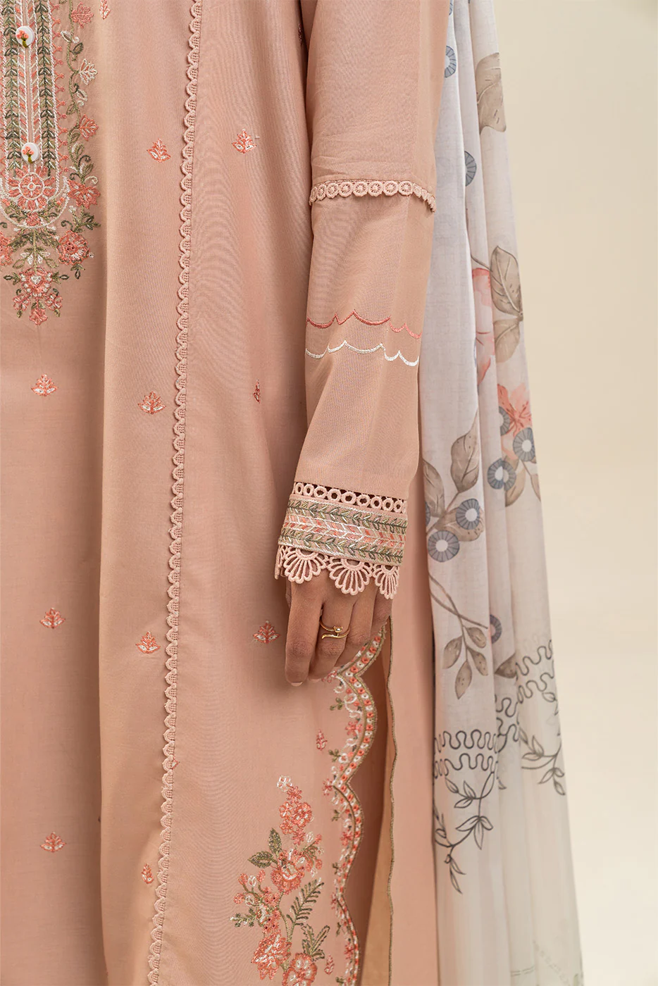 2 PIECE EMBROIDERED LAWN SUIT-APRICOT FIERCE (UNSTITCHED) - Image 6
