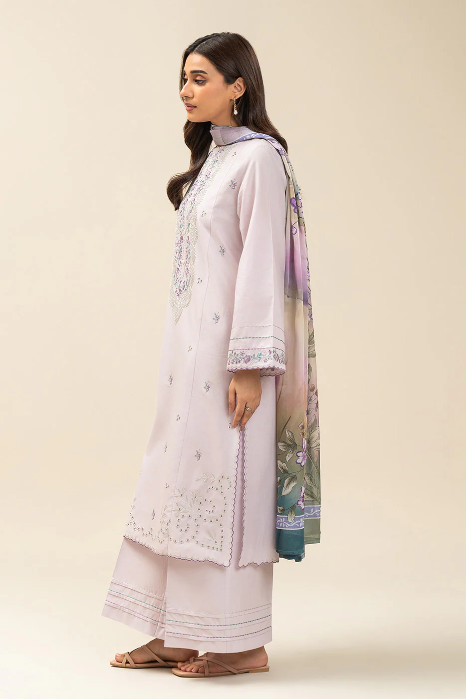 2 PIECE EMBROIDERED LAWN SUIT-LILAC HUES (UNSTITCHED) - Image 4