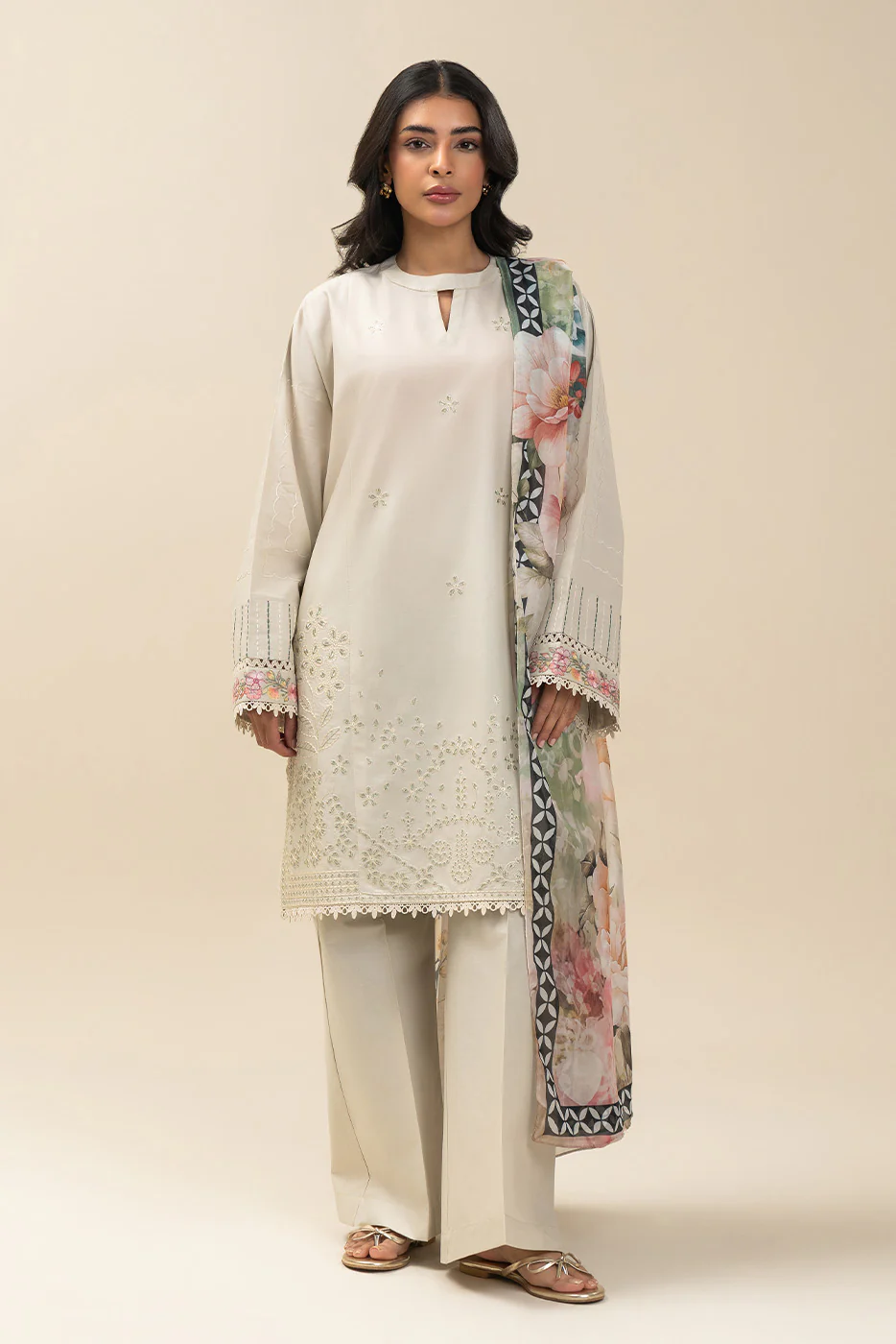 2 PIECE EMBROIDERED LAWN SUIT-BEIGE ATELIER (UNSTITCHED) - Image 2