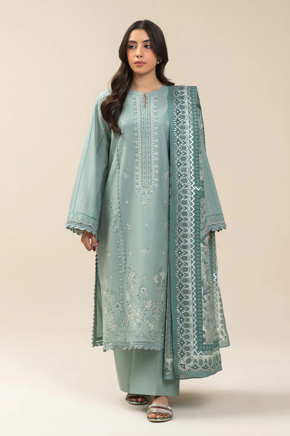 3 PIECE EMBROIDERED LAWN SUIT-FROSTY GLOW (UNSTITCHED) - Image 2