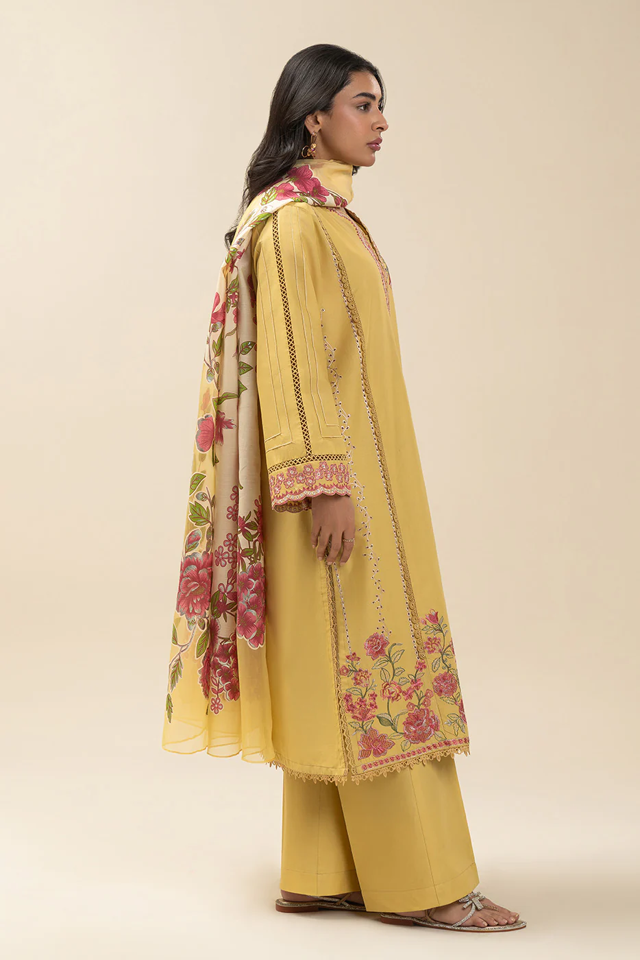 3 PIECE EMBROIDERED LAWN SUIT-SUNNY GARDENIA (UNSTITCHED) - Image 3