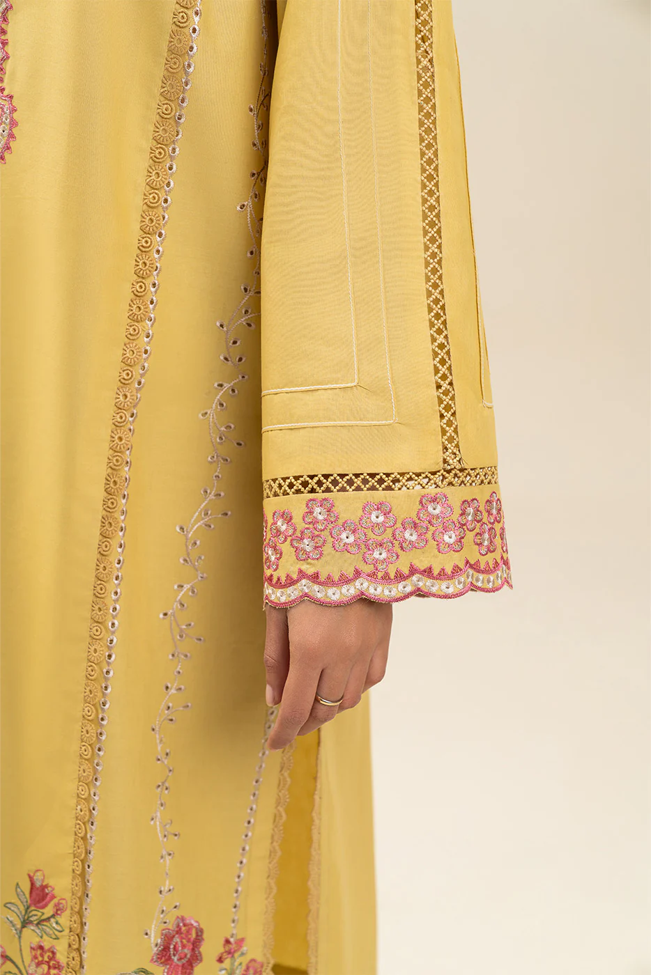 3 PIECE EMBROIDERED LAWN SUIT-SUNNY GARDENIA (UNSTITCHED) - Image 6
