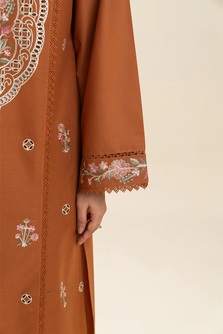 3 PIECE EMBROIDERED LAWN SUIT-CARMINE GLOW (UNSTITCHED) - Image 2