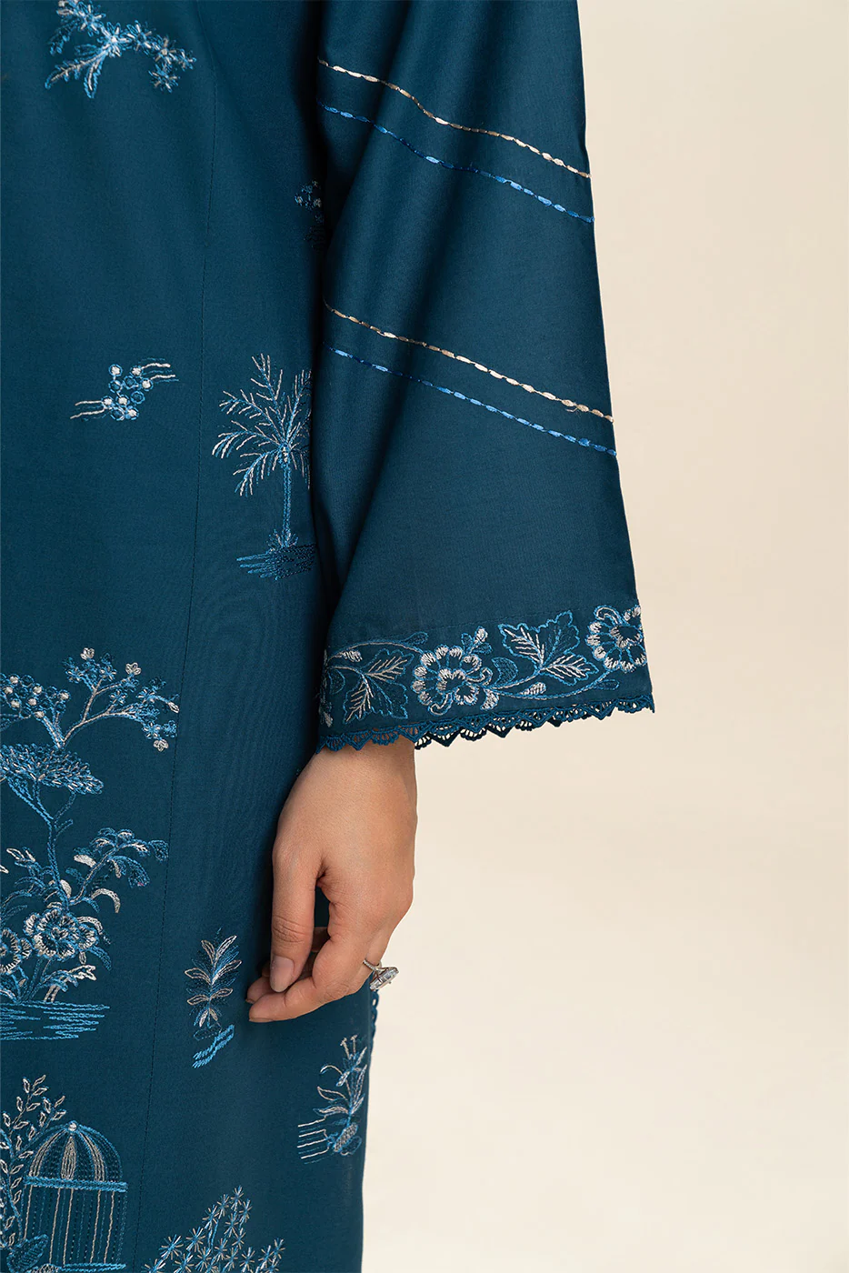 3 PIECE EMBROIDERED LAWN SUIT-IMPERIAL SEA (UNSTITCHED) - Image 6