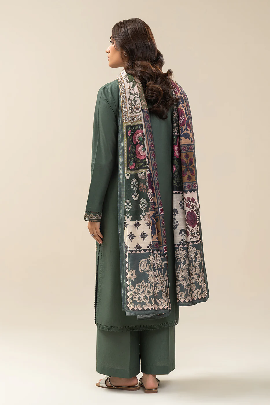 3 PIECE EMBROIDERED LAWN SUIT-MYSTIC TEAL SUIT - Image 6