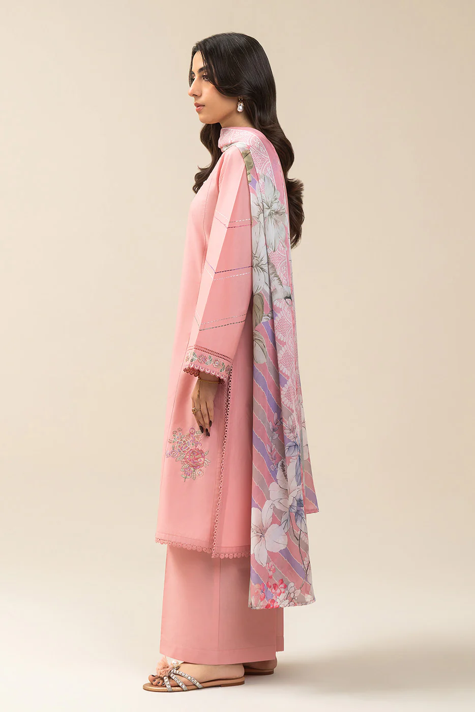 3 PIECE EMBROIDERED LAWN SUIT-BLUSH BLOOM (UNSTITCHED) - Image 3