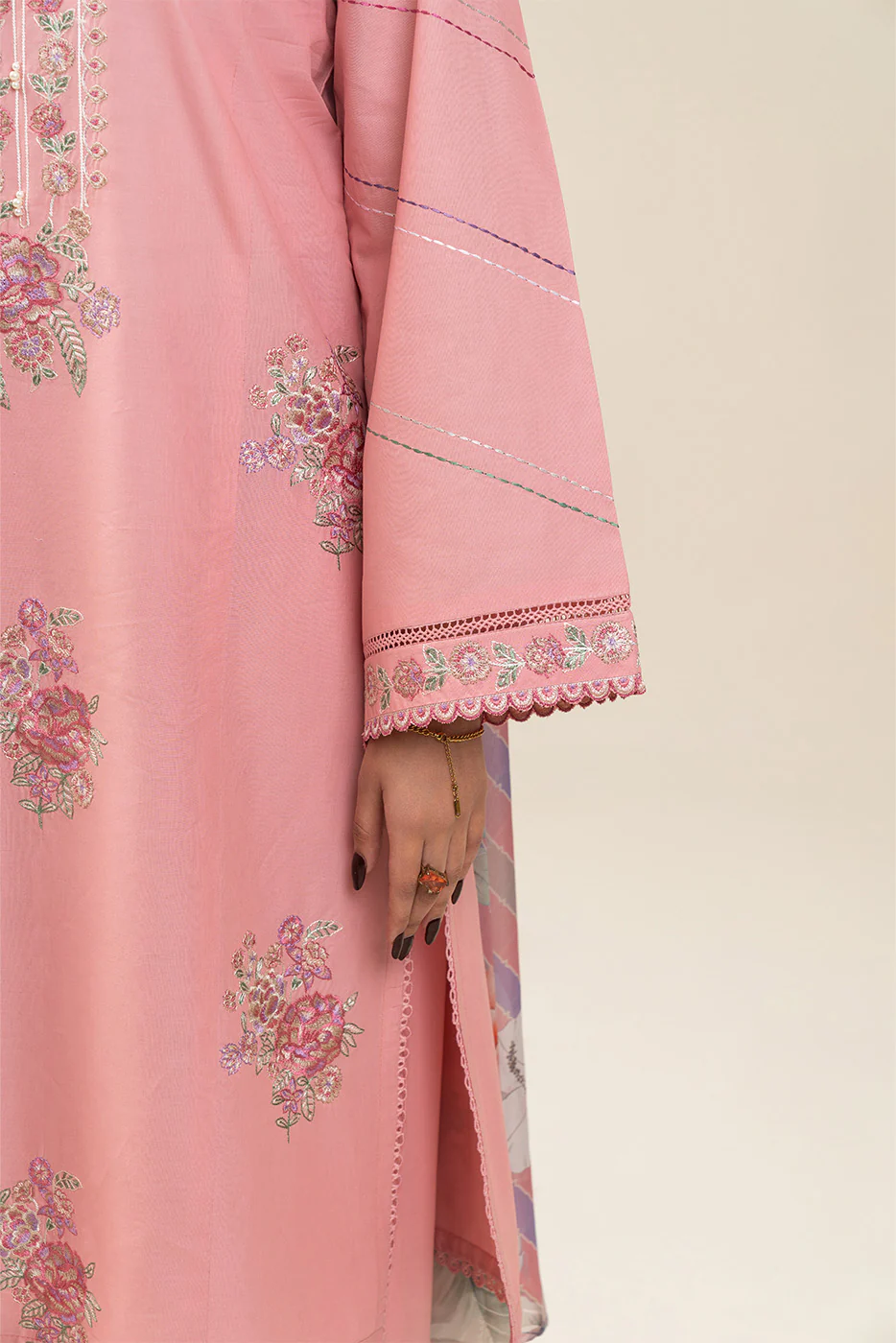 3 PIECE EMBROIDERED LAWN SUIT-BLUSH BLOOM (UNSTITCHED) - Image 6
