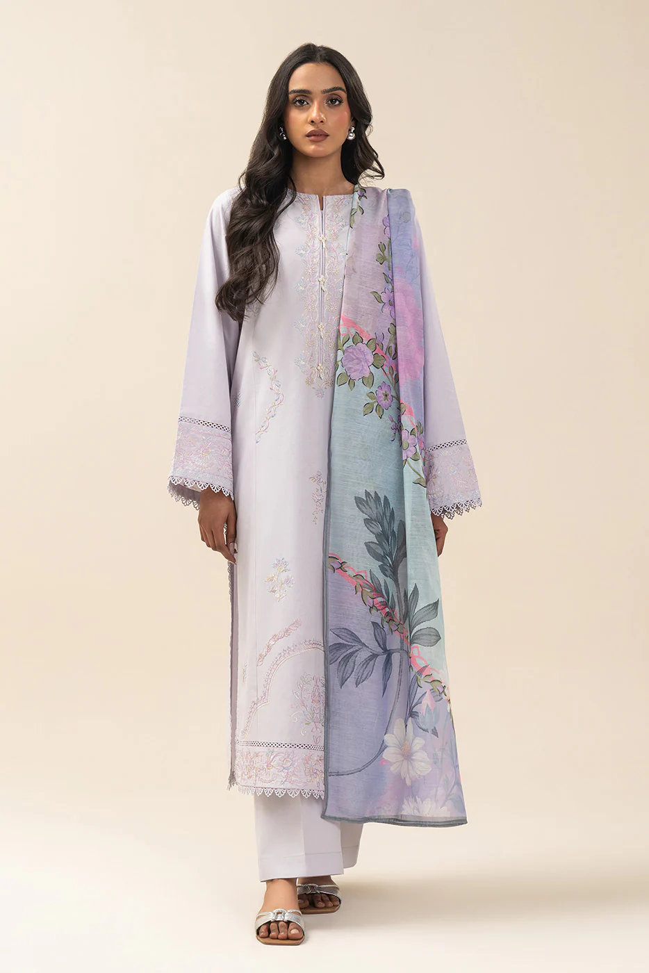 3 PIECE EMBROIDERED LAWN SUIT-AMETHYST ORCHID (UNSTITCHED) - Image 2
