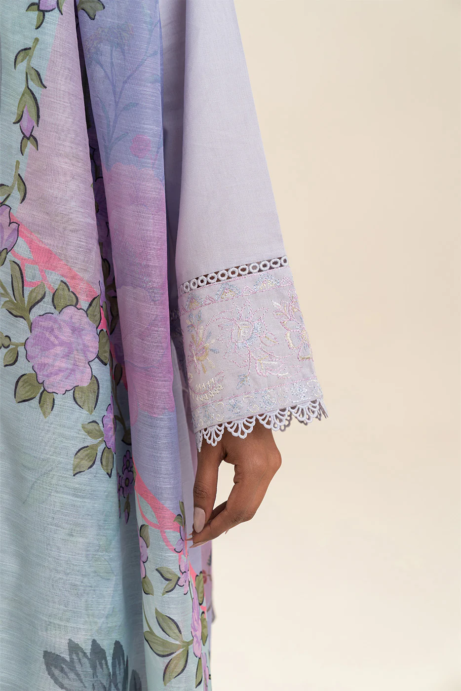 3 PIECE EMBROIDERED LAWN SUIT-AMETHYST ORCHID (UNSTITCHED) - Image 6
