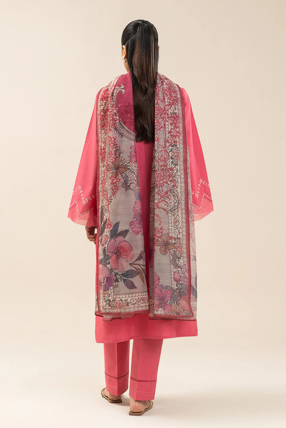 3 PIECE EMBROIDERED LAWN SUIT-PINK PALISADE (UNSTITCHED) - Image 3