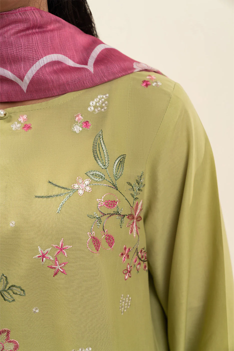 3 PIECE EMBROIDERED LAWN SUIT-SAGE BLOSSOM (UNSTITCHED) - Image 5