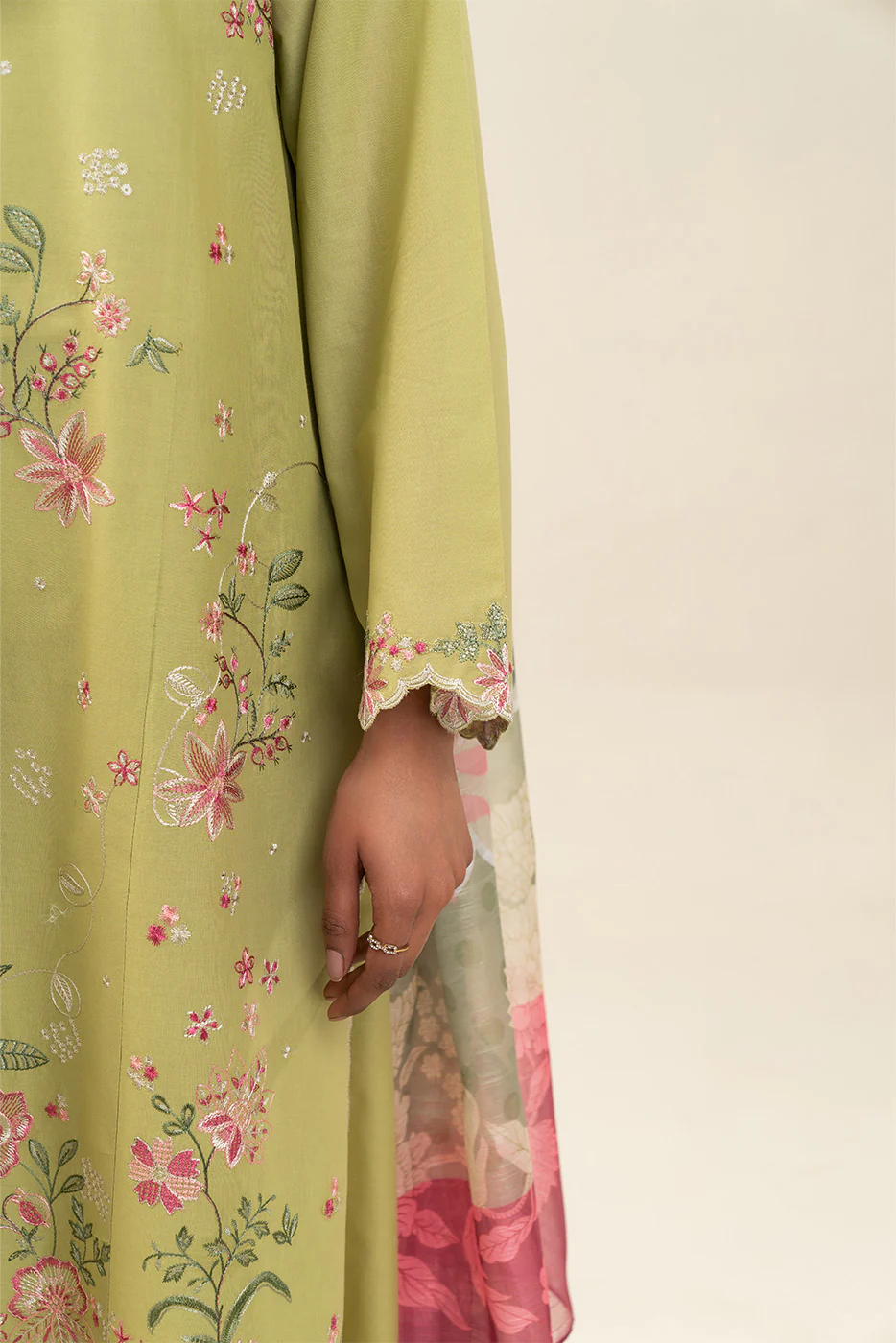 3 PIECE EMBROIDERED LAWN SUIT-SAGE BLOSSOM (UNSTITCHED) - Image 6