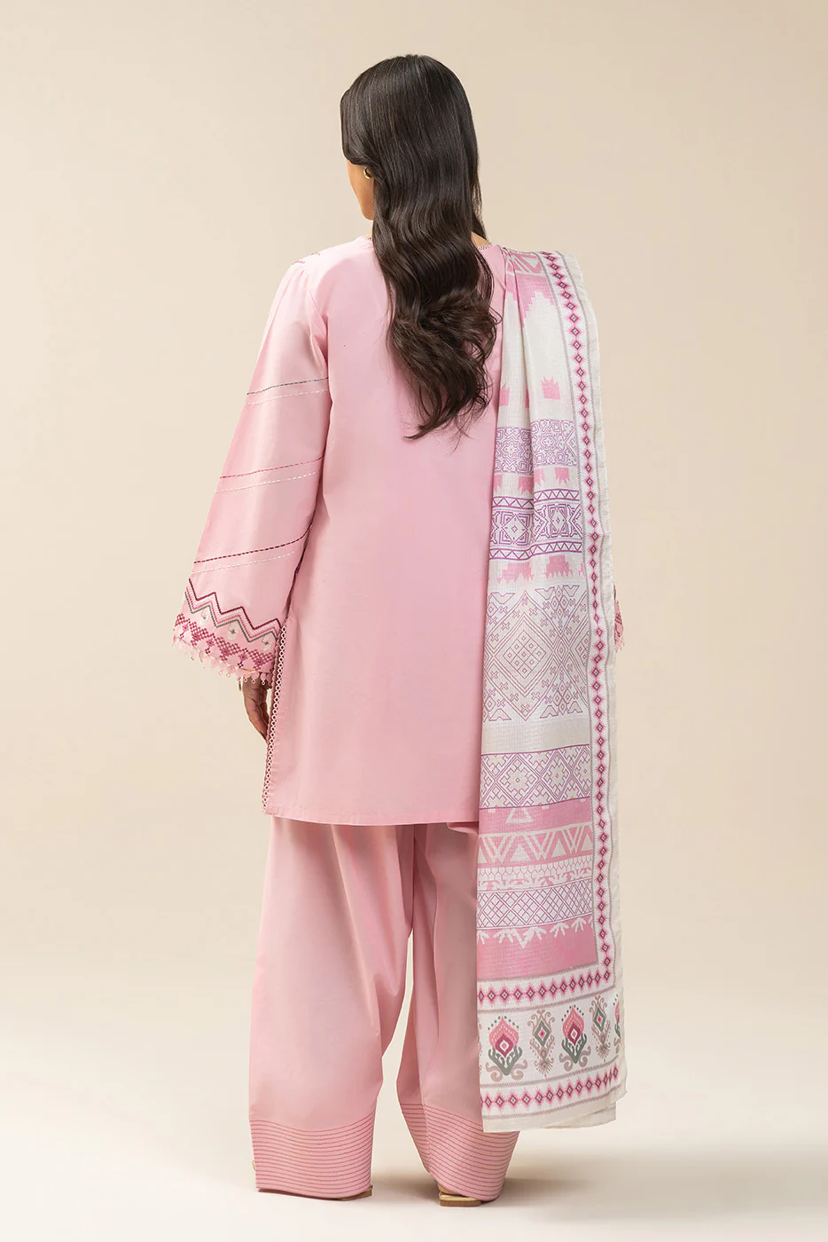 3 PIECE EMBROIDERED LAWN SUIT-ROSEATE (UNSTITCHED) - Image 4