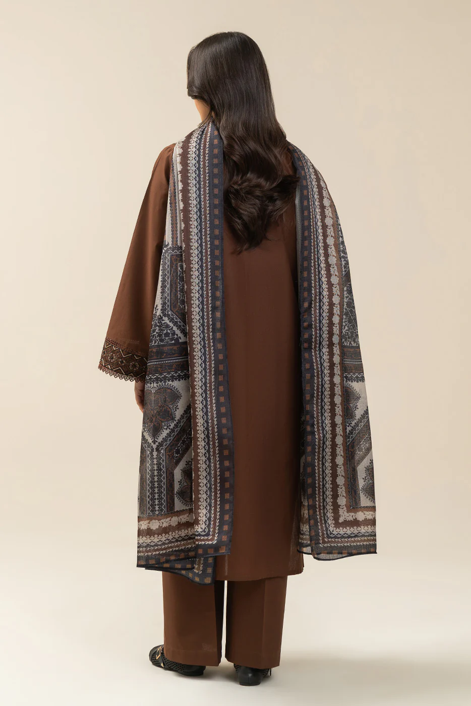 3 PIECE EMBROIDERED LAWN SUIT-MAHOGANY TRIBE (UNSTITCHED) - Image 4