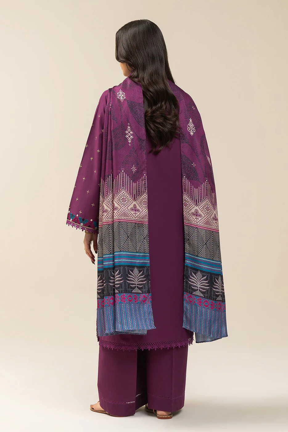 3 PIECE EMBROIDERED LAWN SUIT-TRIBAL WEFT (UNSTITCHED) - Image 4