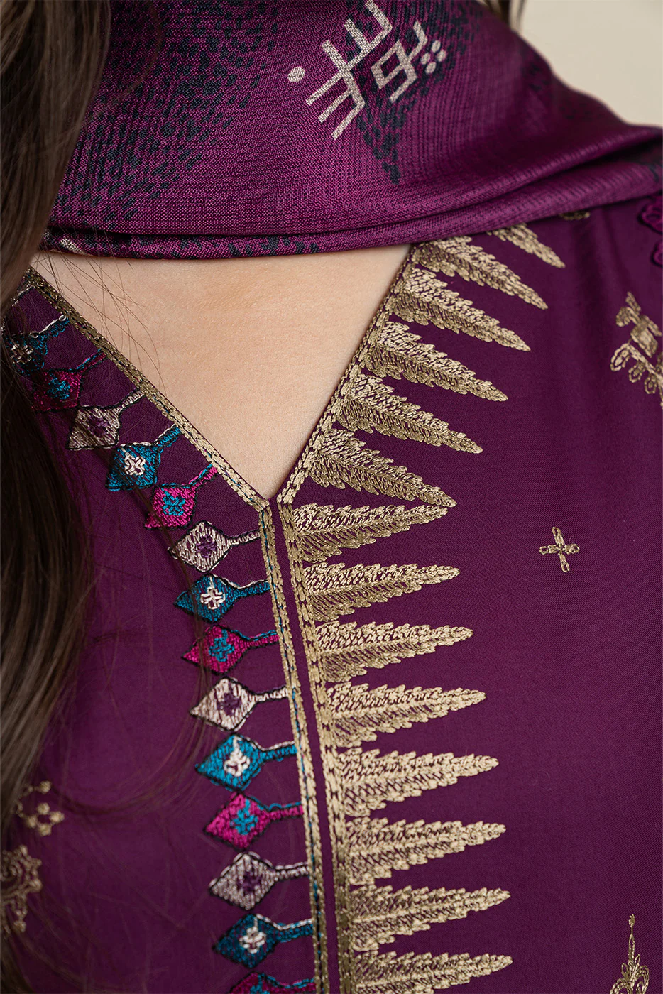 3 PIECE EMBROIDERED LAWN SUIT-TRIBAL WEFT (UNSTITCHED) - Image 5