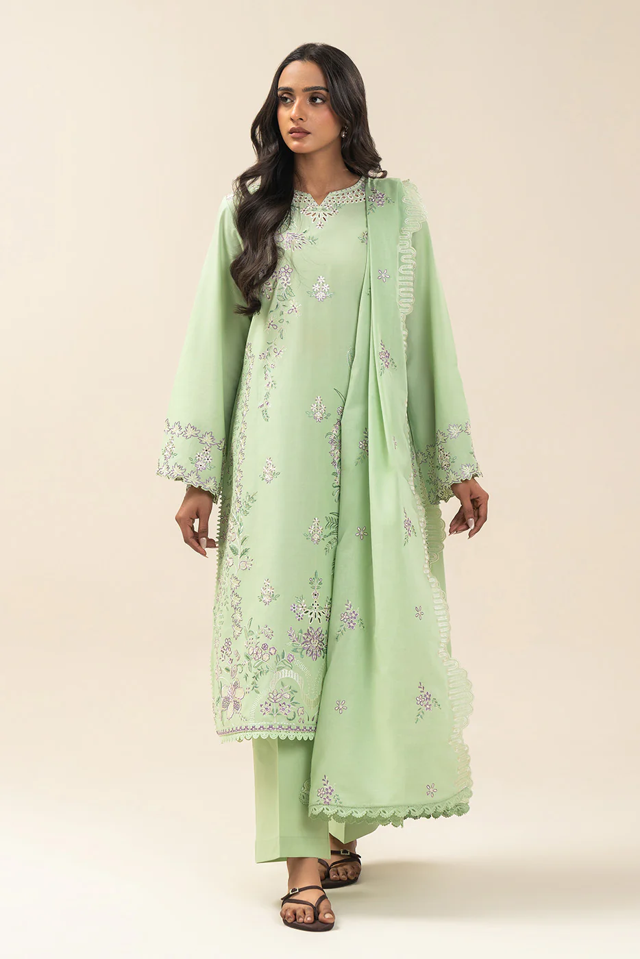 3 PIECE EMBROIDERED LAWN SUIT-SPRING BLOOM (UNSTITCHED) - Image 2