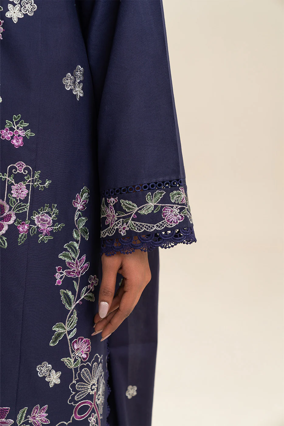3 PIECE EMBROIDERED LAWN SUIT-PERIWINKLE (UNSTITCHED) - Image 8