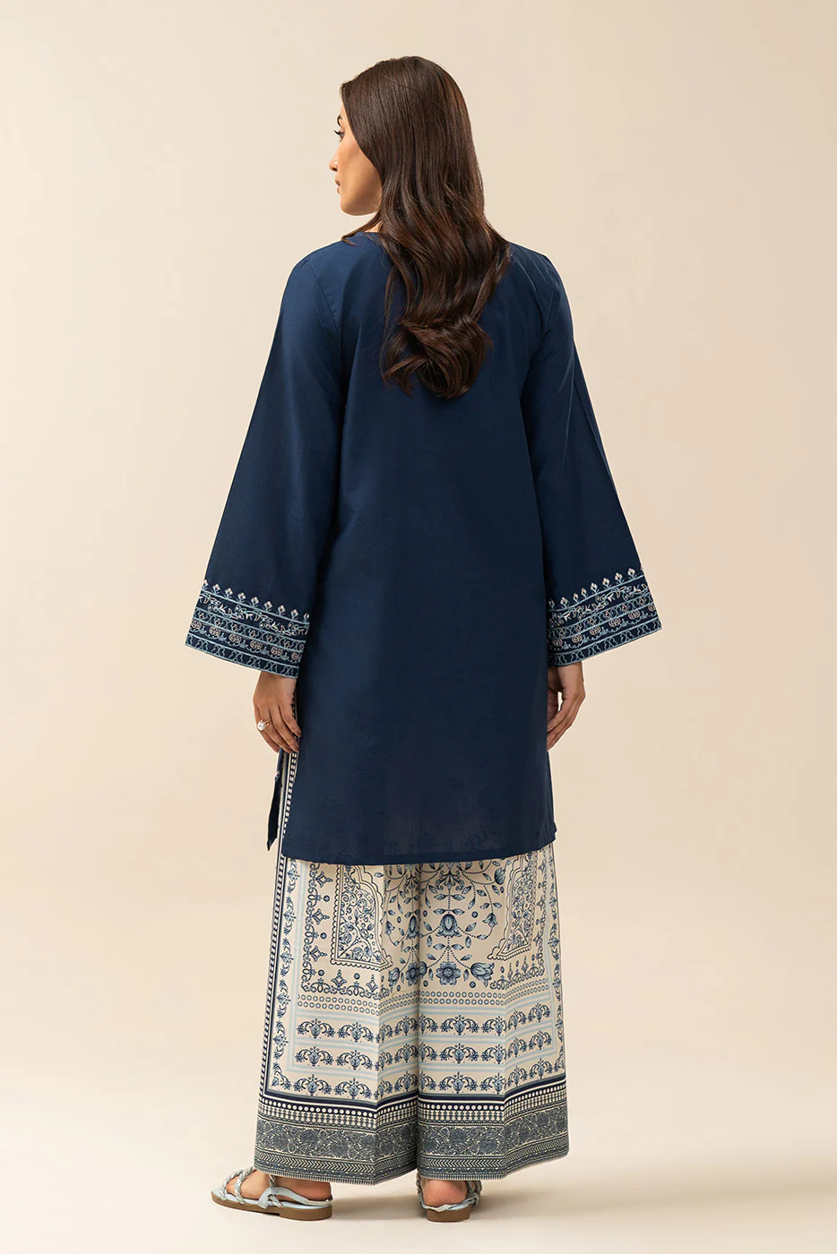 2 PIECE EMBROIDERED LAWN SUIT-NAVY SPRUCE (UNSTITCHED) - Image 6