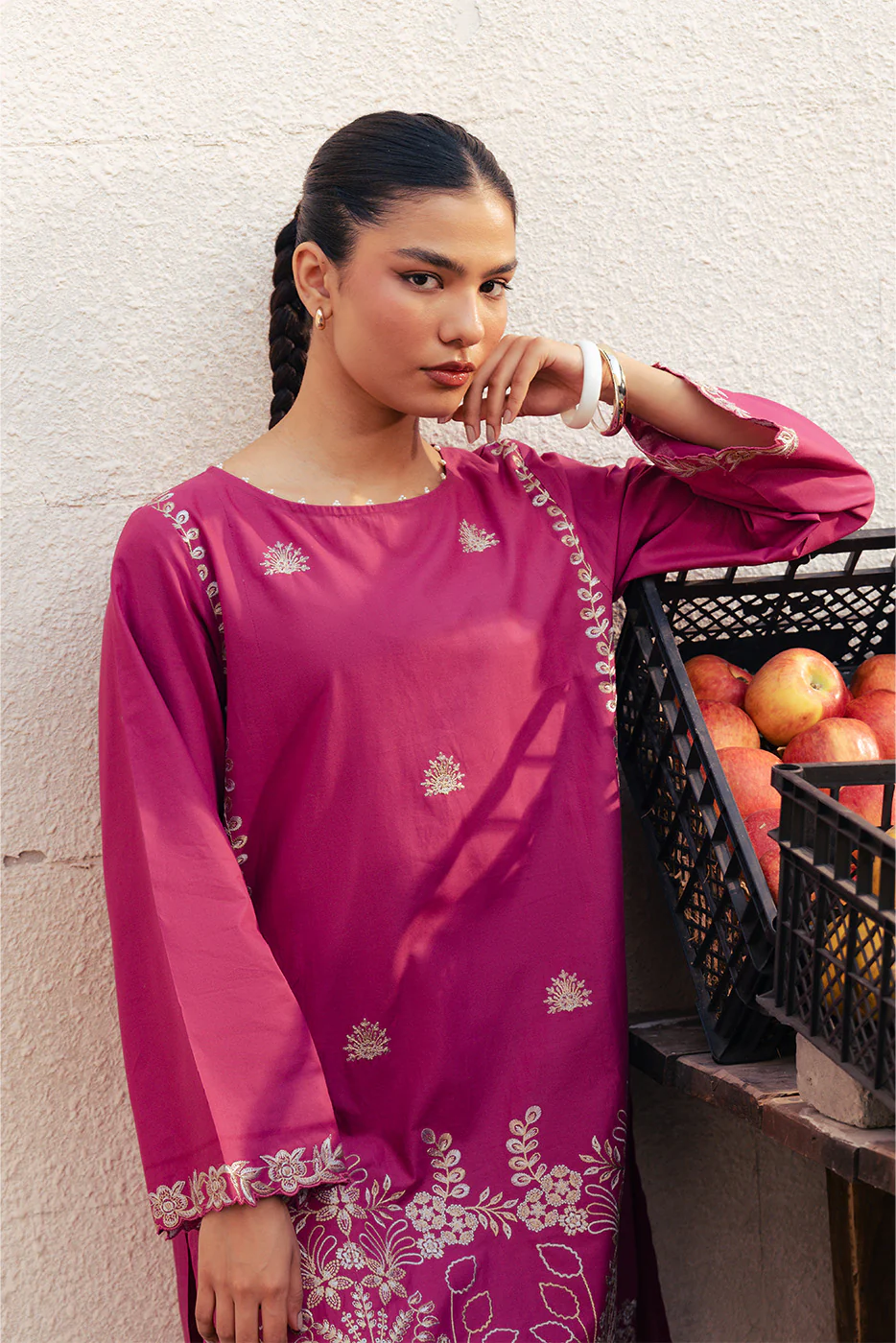 2 PIECE EMBROIDERED LAWN SUIT-RIPE CHERRIES (UNSTITCHED) - Image 2