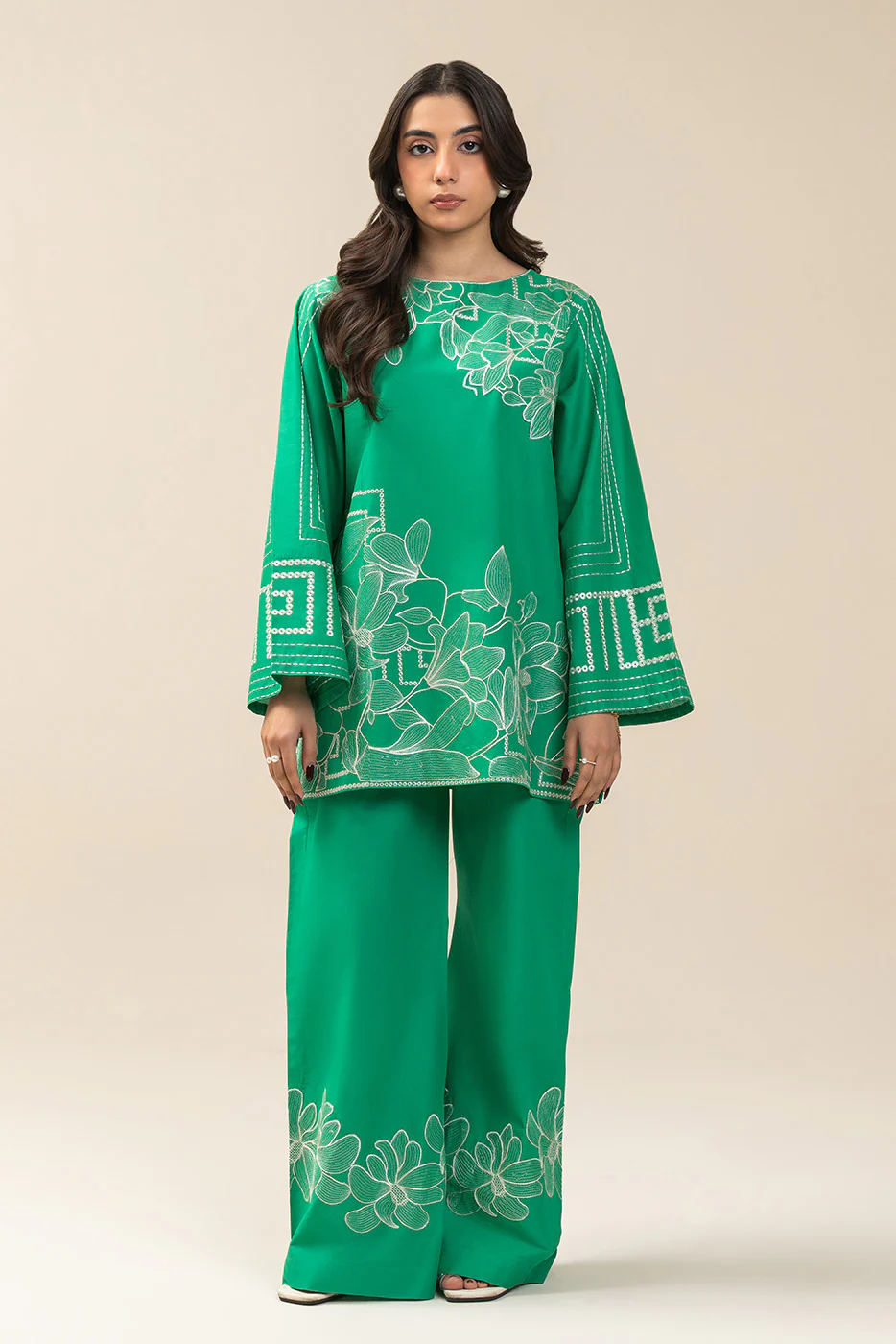 2 PIECE EMBROIDERED LAWN SUIT-FLORAL MESH (UNSTITCHED) - Image 2