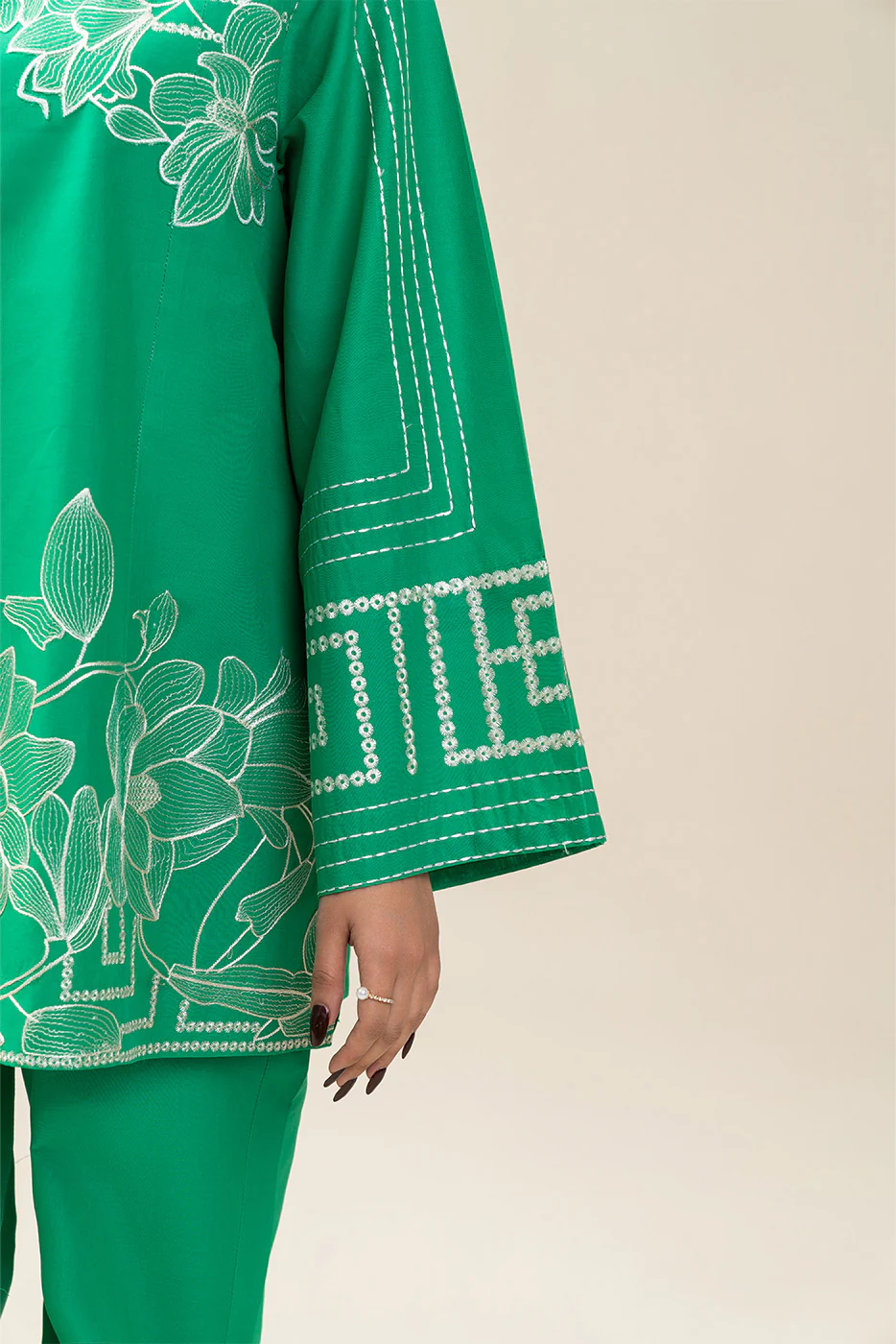 2 PIECE EMBROIDERED LAWN SUIT-FLORAL MESH (UNSTITCHED) - Image 6