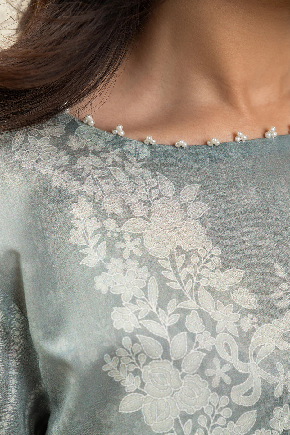 3 PIECE PRINTED LAWN SUIT-SAGE GIN (UNSTITCHED) - Image 5