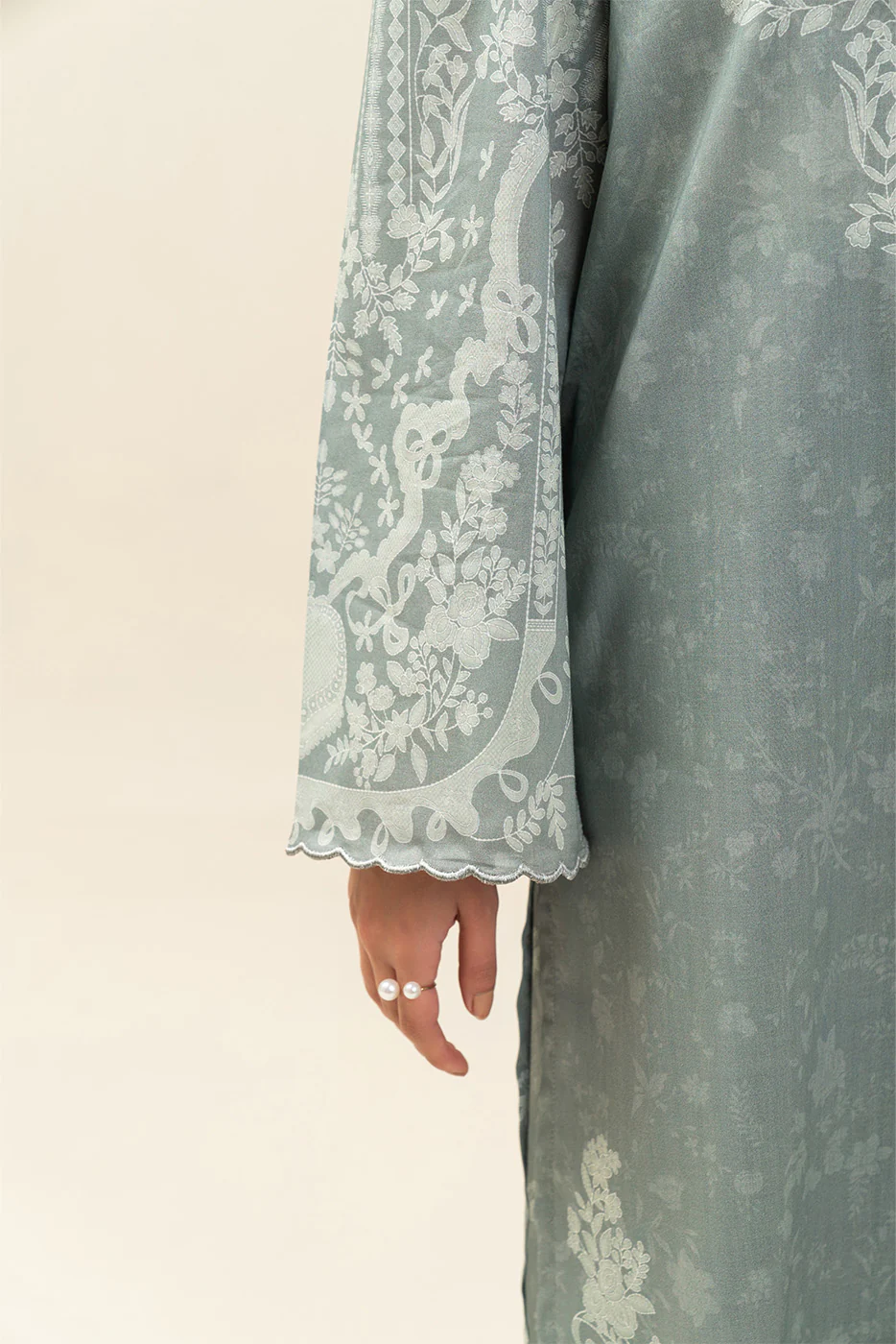 3 PIECE PRINTED LAWN SUIT-SAGE GIN (UNSTITCHED) - Image 6
