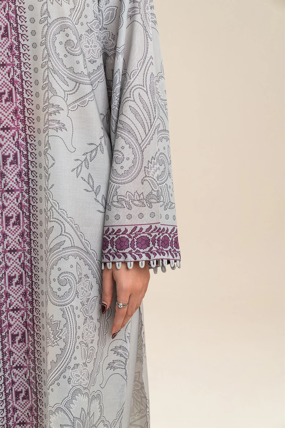 3 PIECE PRINTED LAWN SUIT-ARCANE MAUVE (UNSTITCHED) - Image 6