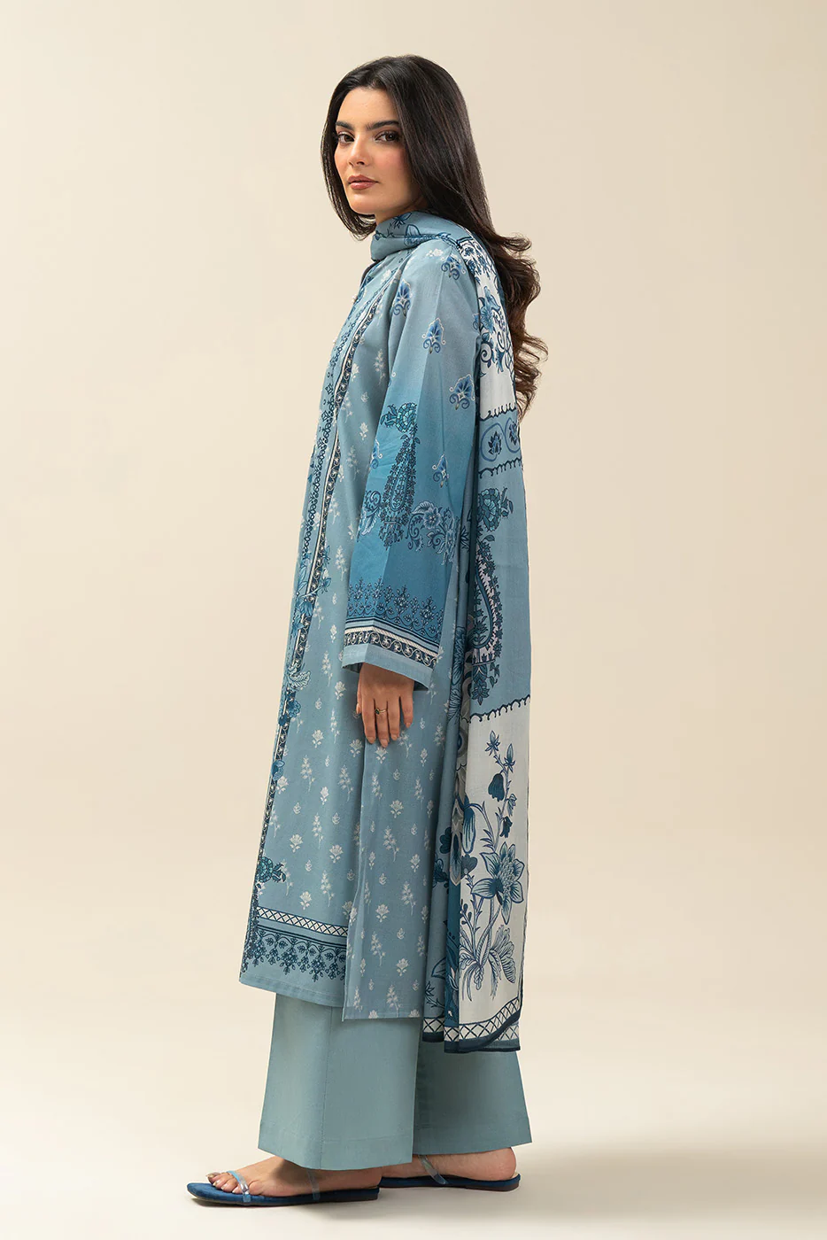 3 PIECE PRINTED LAWN SUIT-WHISPY WONDER (UNSTITCHED) - Image 4