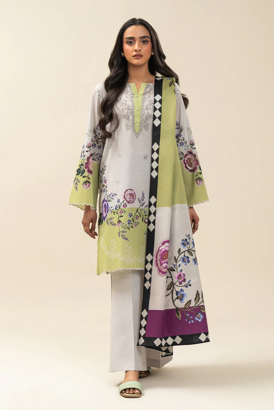 3 PIECE PRINTED LAWN SUIT-CITRON SIZZLE (UNSTITCHED) - Image 2