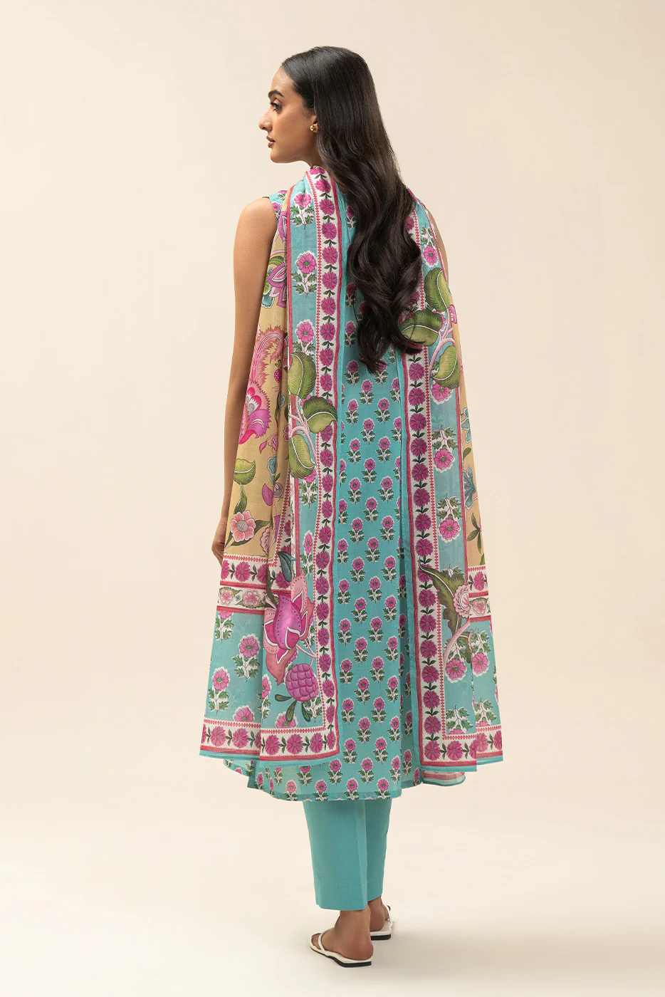 3 PIECE PRINTED LAWN SUIT-CYAN FANTASY (UNSTITCHED) - Image 3
